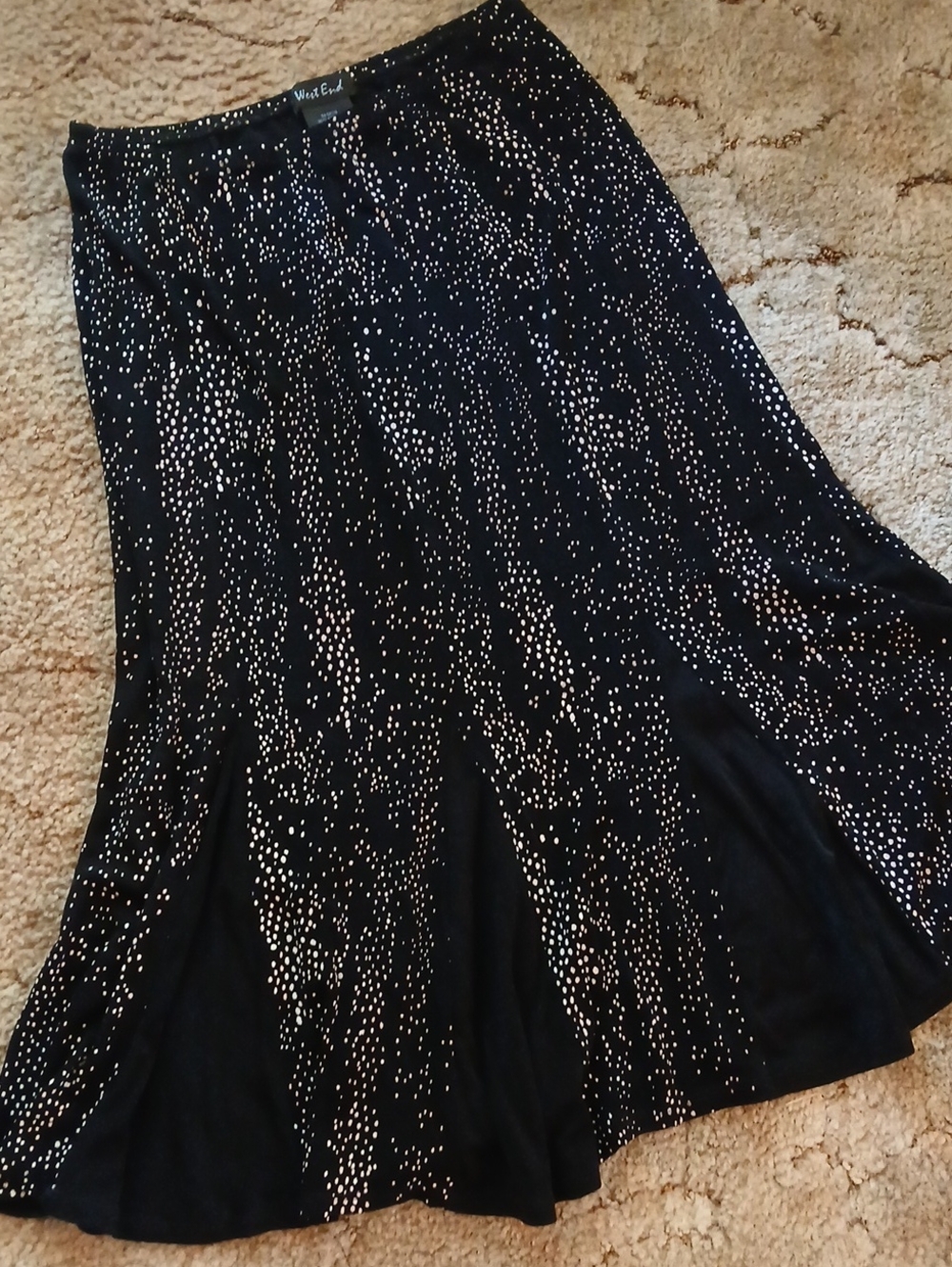 West End Black Skirt with White Polka Dot  Pattern